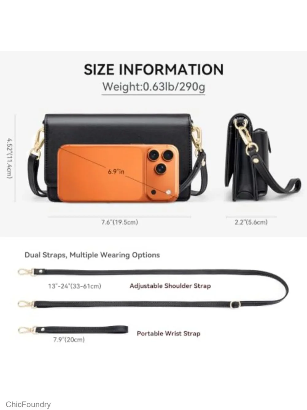 Women's Small Crossbody Bag Phone Purse Wallet RFID Blocking 2 Straps Wristlet